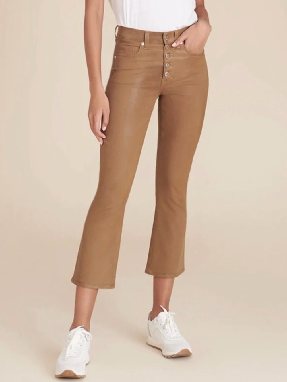 Veronica Beard Carolyn Baby Boot High Rise Coated Jeans in Ochre Size 27/2
